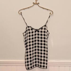 Y2K Princess Vera Wang Gingham Slip Dress – Black White Check XS